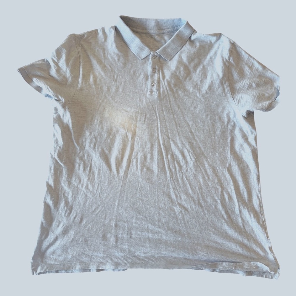 Vince Slub Polo Shirt – XXL (Light Blue)